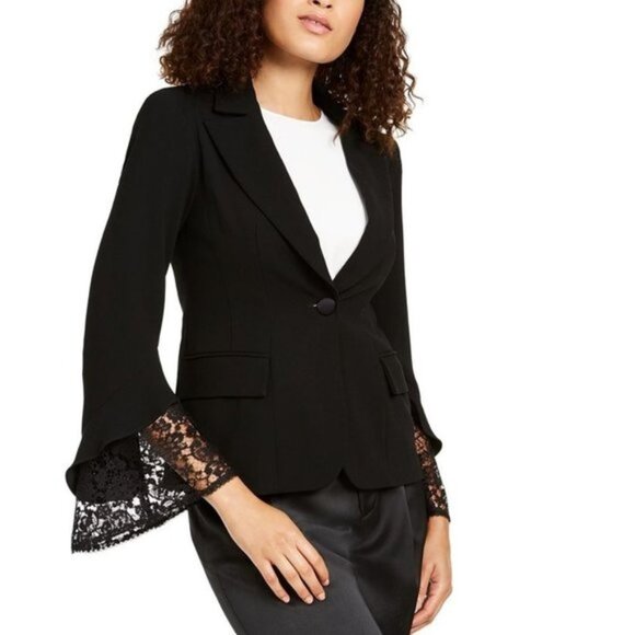 Nanette Lepore Lace Sleeve Blazer - Picture 1 of 8